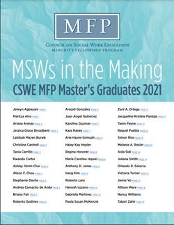 MSWs in the Making CSWE MFP Master's Graduates 2021 viewbook screenshot