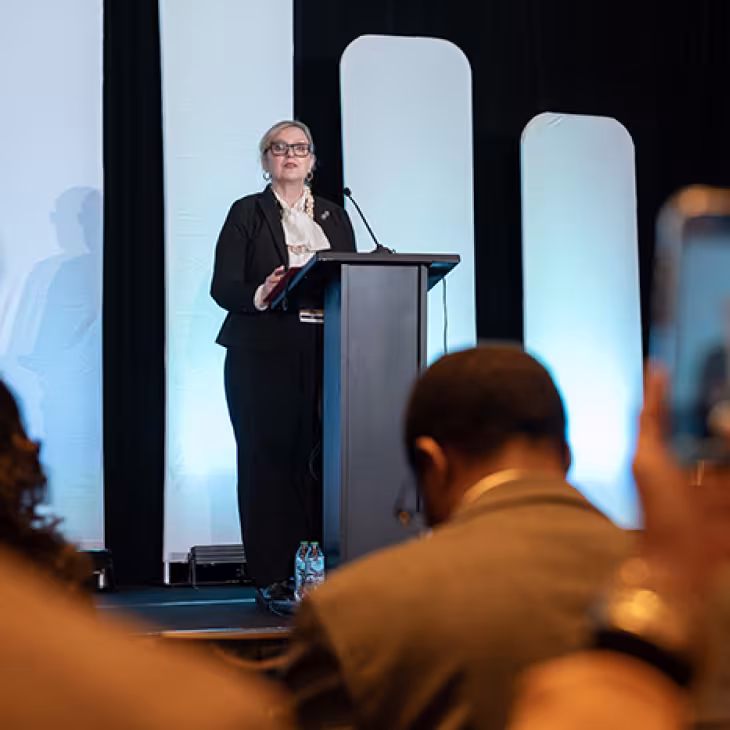 Dr. Vjollca Krasniqi delivers the 2026 Hokenstad International Lecture.